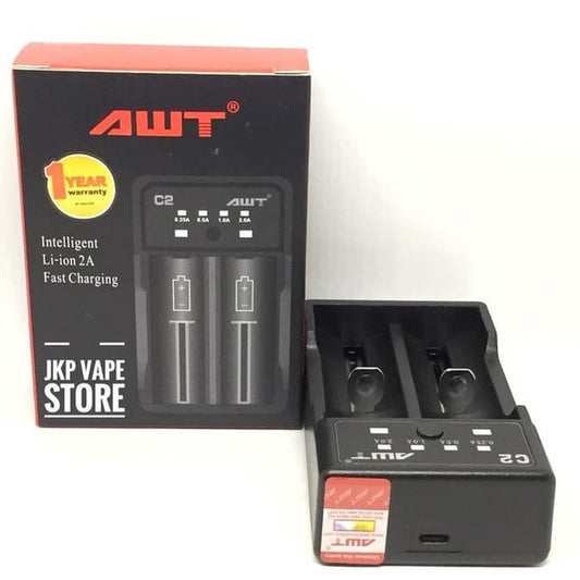 AWT C2 Smart Battery Charger | Dual-Bay 18650 Fast Charger