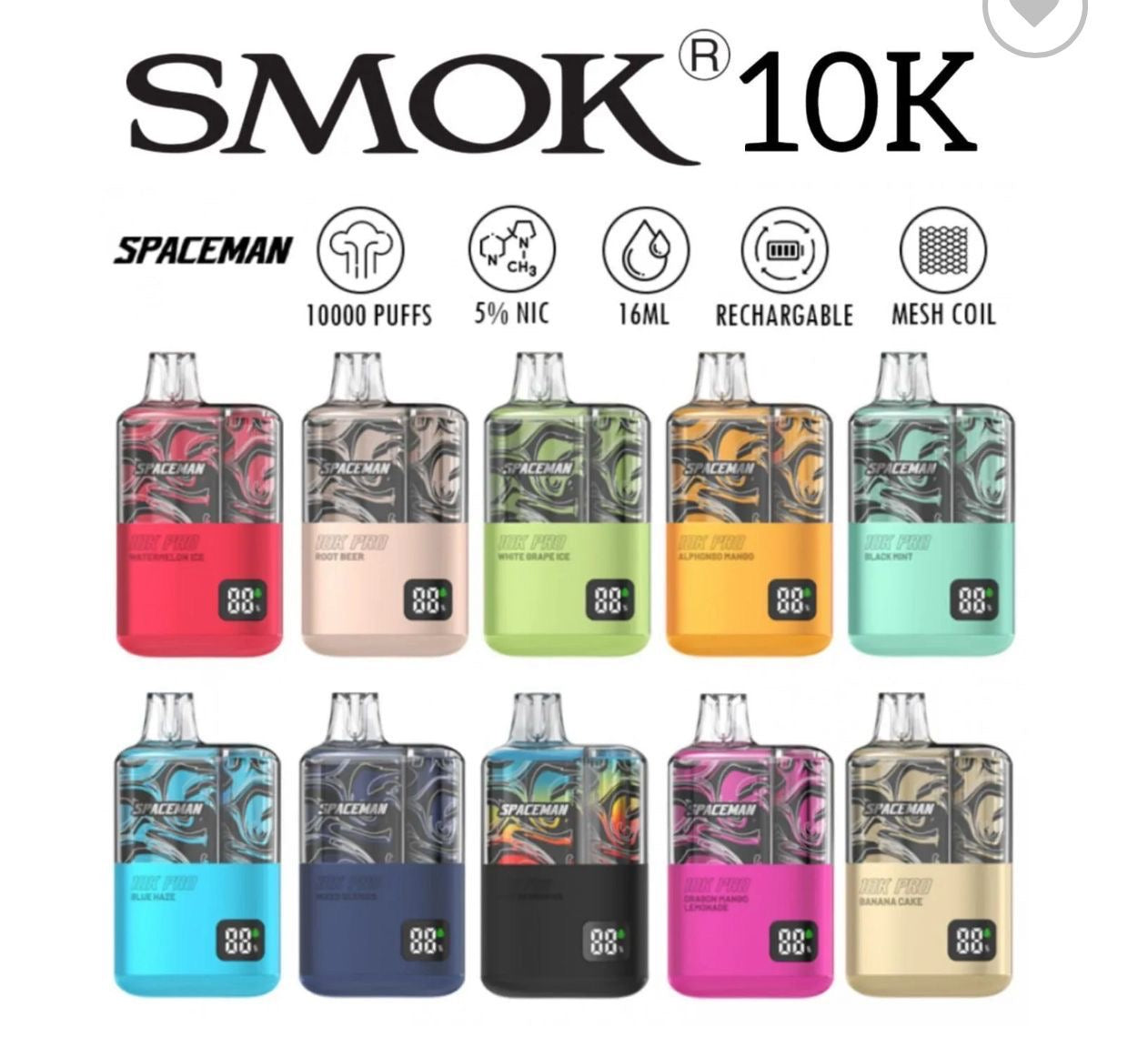 smoke 10,000  puffs disposable vape 5% no
