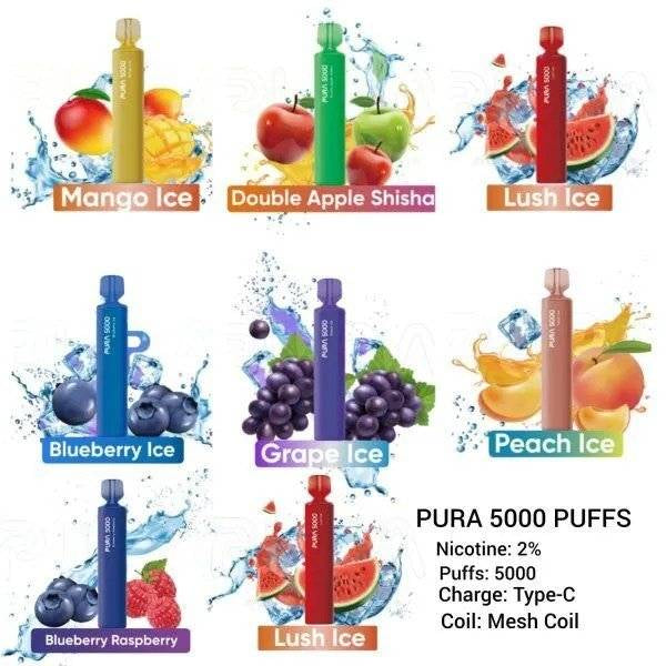 Pura 5000 puffs disposable vape 2%nicotine