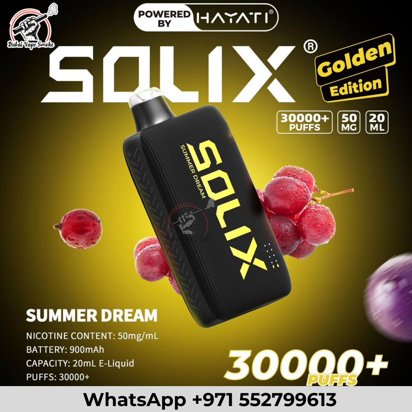 Hayati Solix 30000 Puffs Golden Edition Disposable Vape Dubai