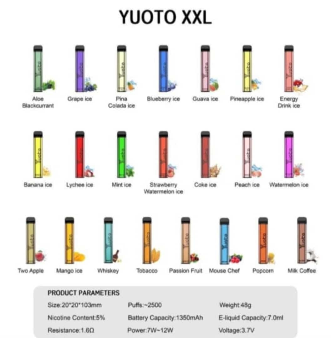 Yuoto 2500 puffs 5% nicotine