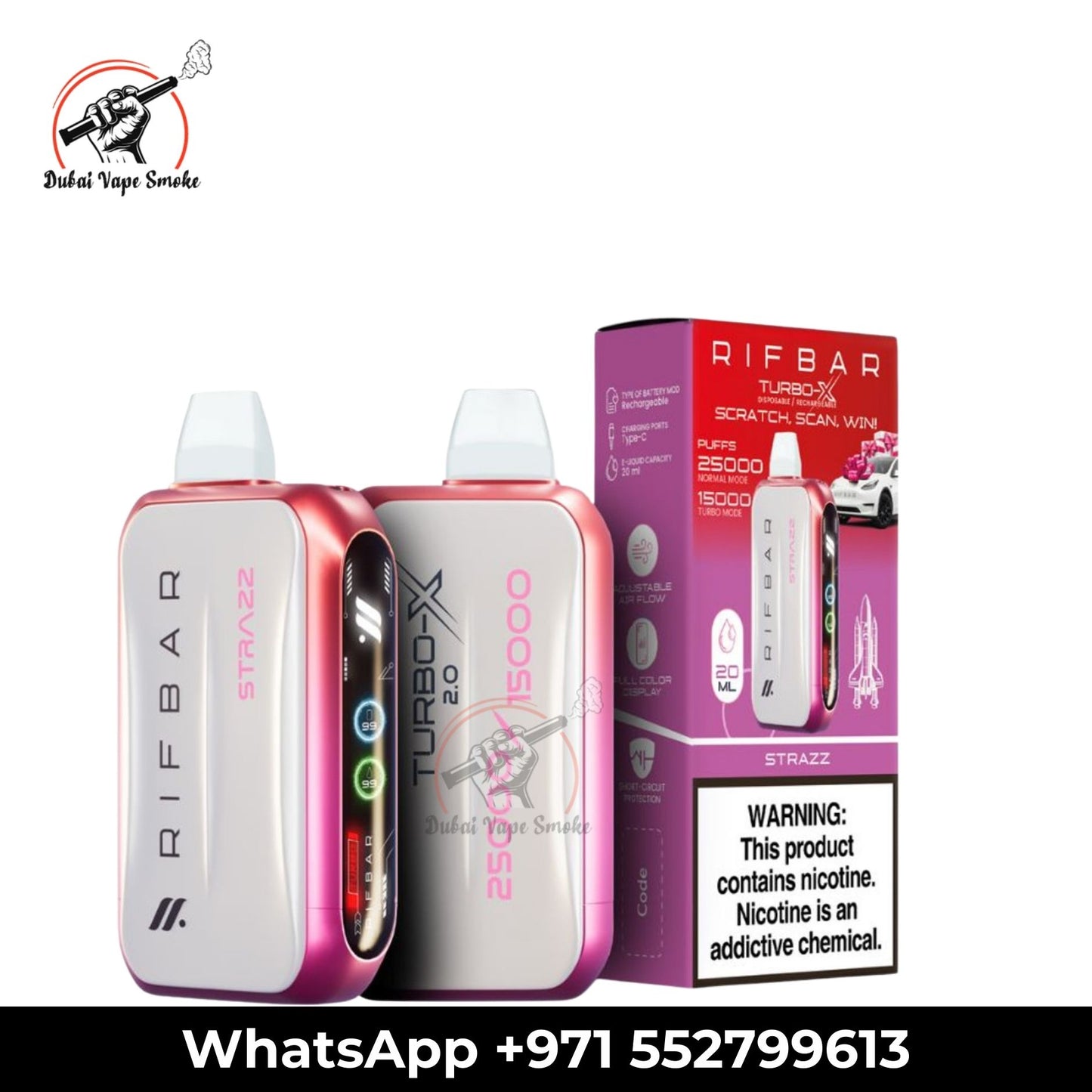 RIFBAR Turbo X 25K Puffs Rechargeable Disposable Vape Dubai 5CT