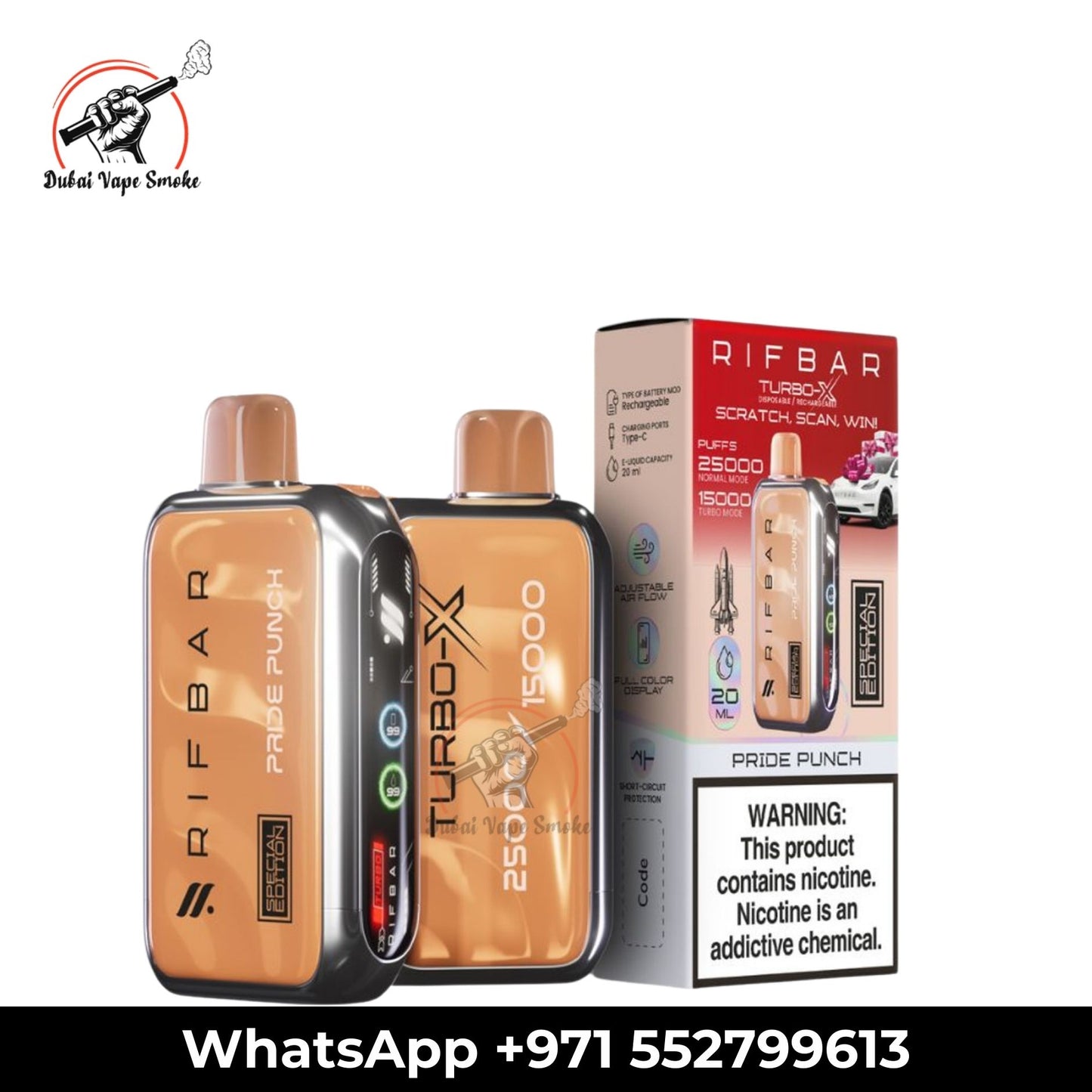 RIFBAR Turbo X 25K Puffs Rechargeable Disposable Vape Dubai 5CT