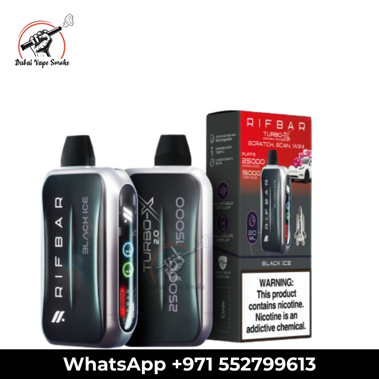 RIFBAR Turbo X 25K Puffs Rechargeable Disposable Vape Dubai 5CT