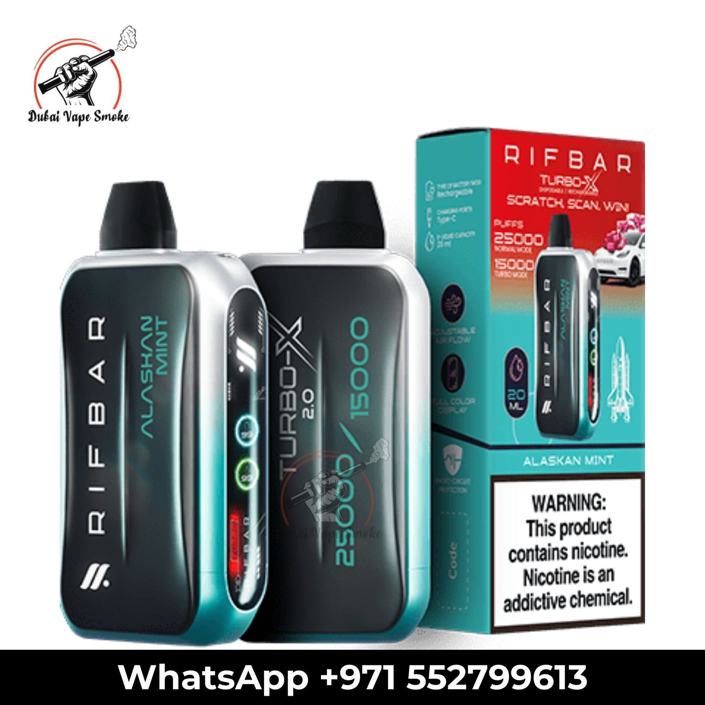 RIFBAR Turbo X 25K Puffs Rechargeable Disposable Vape Dubai 5CT