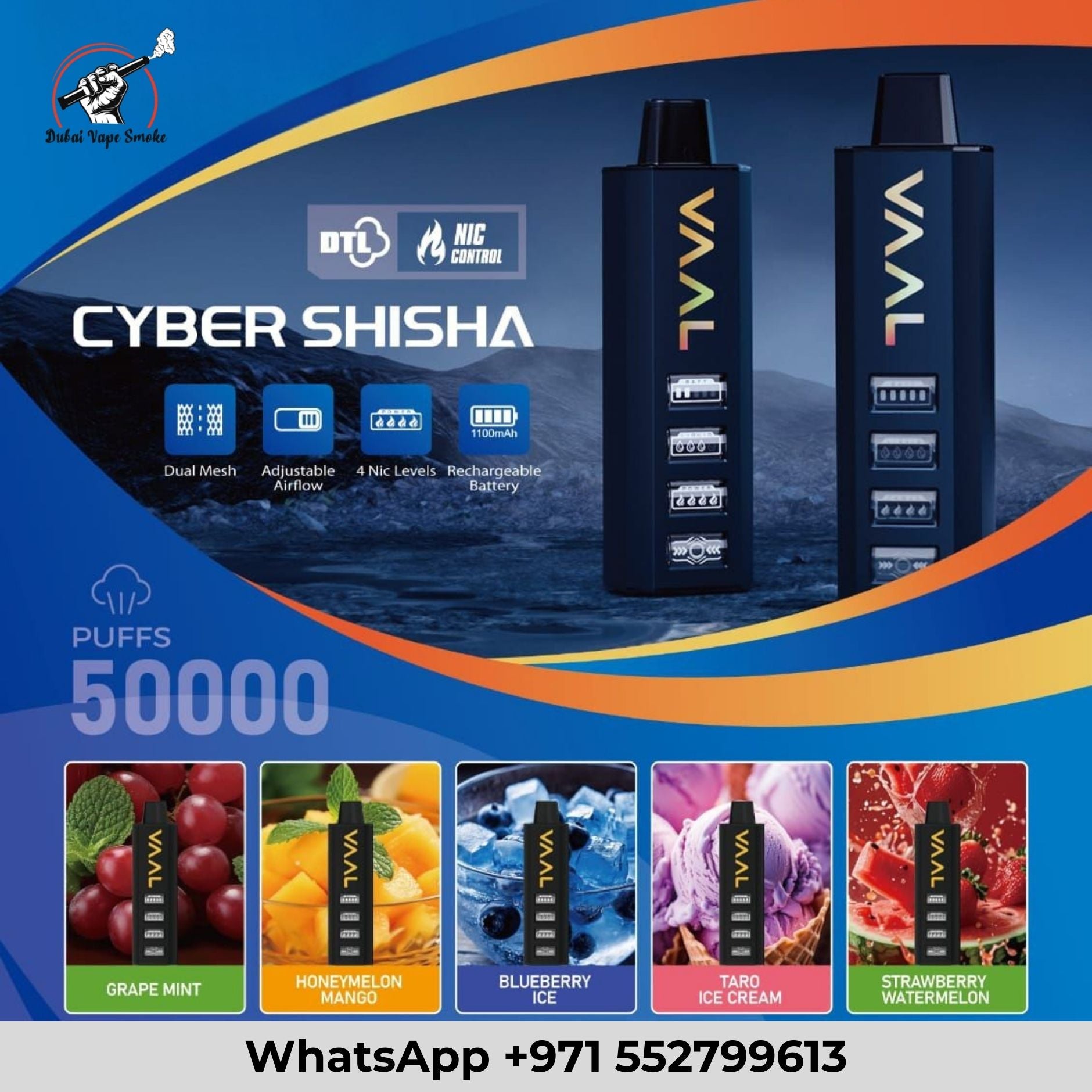 Vaal 50K Disposable Vape 50000 Puffs Dual Mesh Smart Screen Dubai