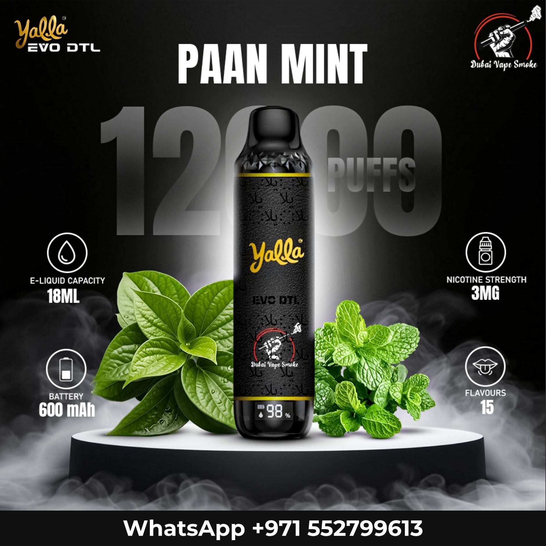 Yalla EVO DTL 12000 Puffs Disposable Vape Dubai Vape Smoke Yalla EVO DTL 12000 Puffs Disposable Vape Dubai Vape Smoke