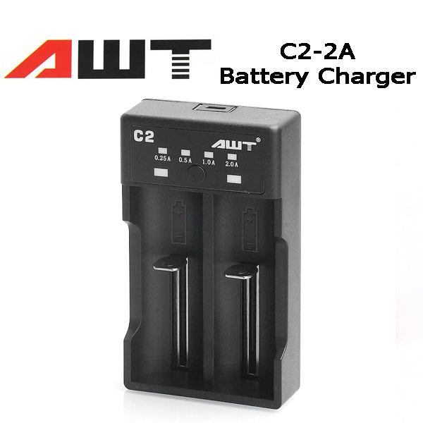 AWT C2 Smart Battery Charger | Dual-Bay 18650 Fast Charger