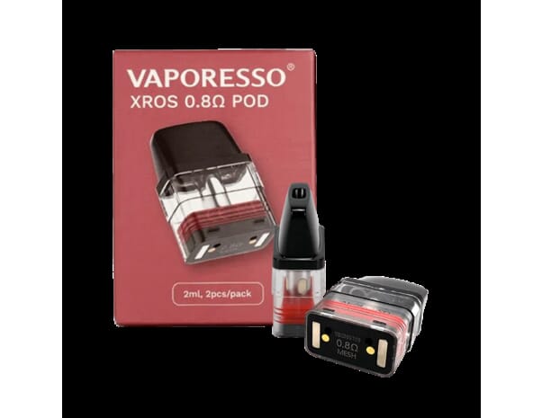 Vaporesso XROS replacement pods with integrated mesh coils in 0.8Ω and 1.2Ω resistance options