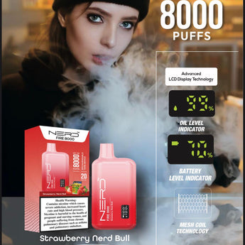 Nerd Fire 8000 Puffs Disposable 2% Nicotine With Advanced LCD Display